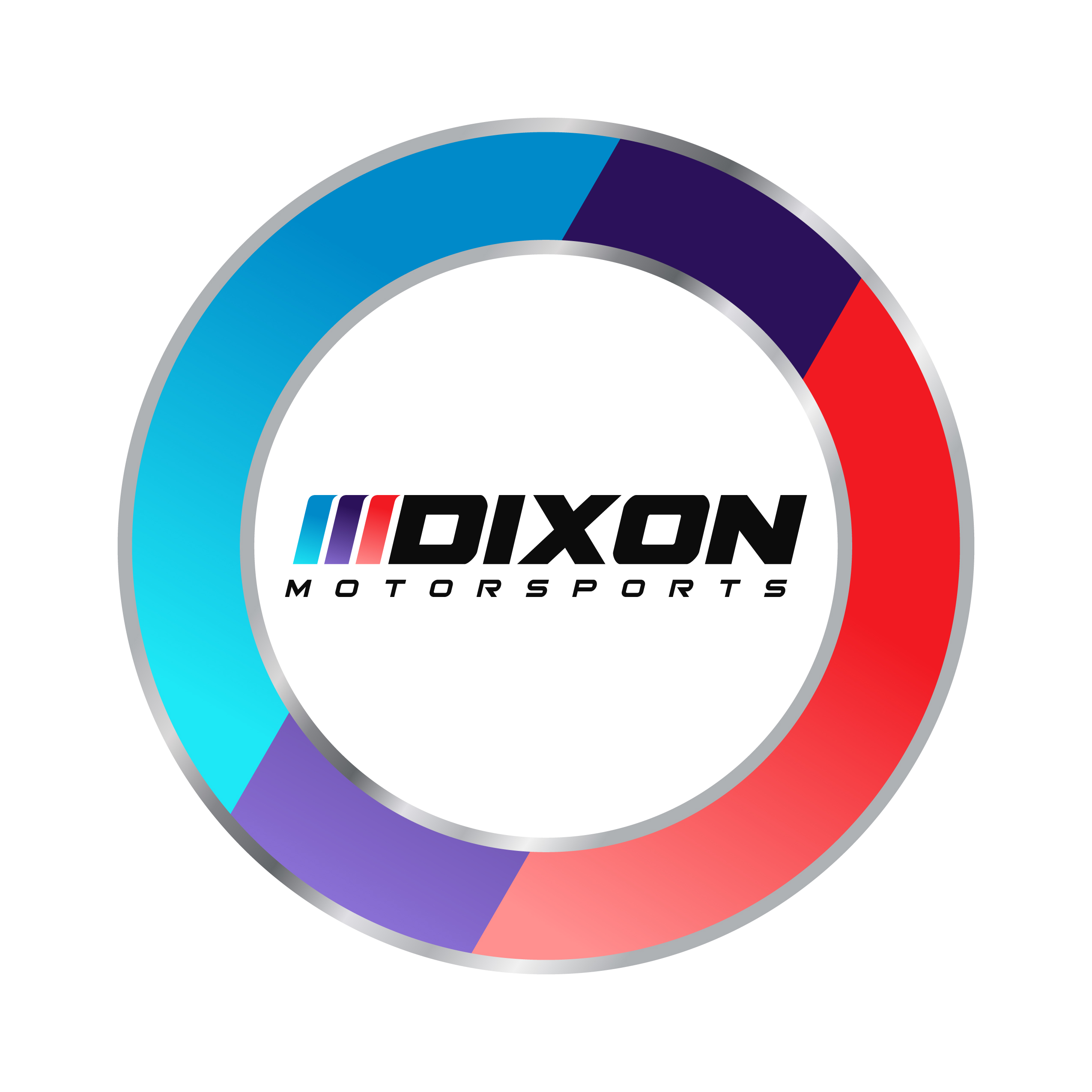 Dixon Motorsports Logo Badge Color Stripes White